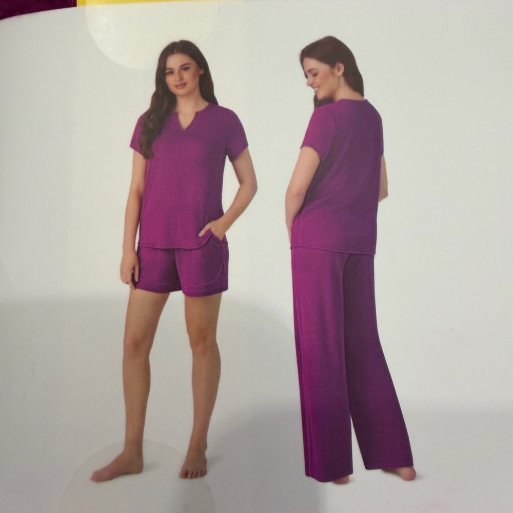 Midnight by Carole Hochman NEW Purple 3-Piece Pajama Set Women’s size small